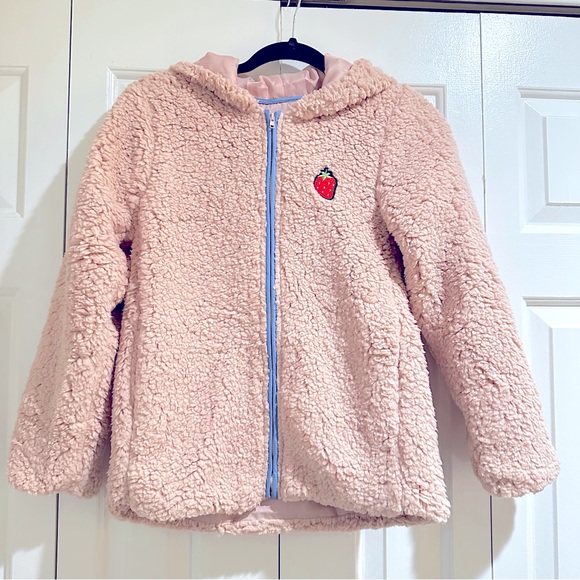 Hayden LA Girls Pink Sherpa Fleece Full Zip Jacket size 13 / 14 - Picture 2 of 8